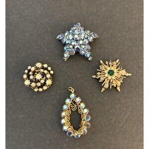Vintage Lot MCM Brooches/Pendant Gold Tone One Signed Emmons